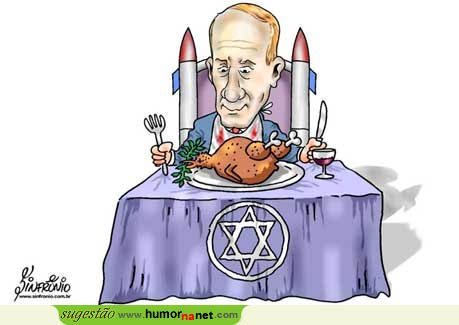 Ehud Olmert janta galinha com mísseis