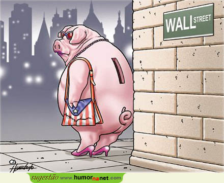 Porquinho mealheiro em Wall Street