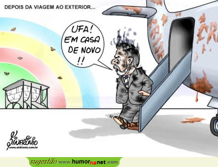 Lula de volta a casa no seu avião bem marcado