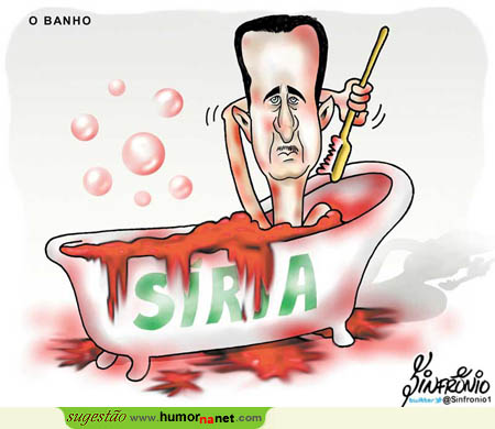 Bashar al-Assad toma o seu banho matinal...