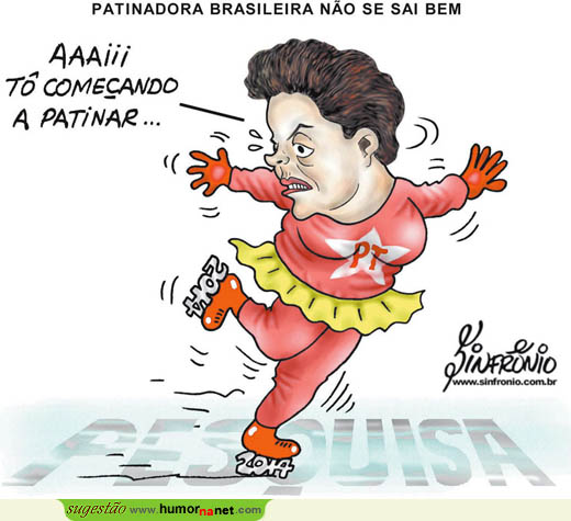 Dilma a desequilibrar-se como patinadora