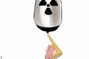 Donald brincando com uma ogiva nuclear