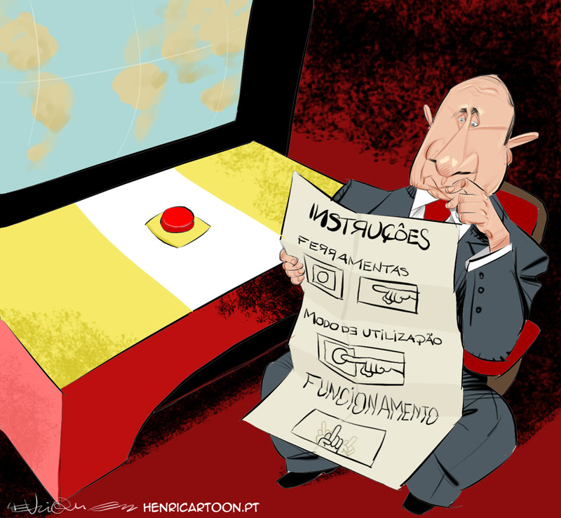 Putin lê as instruções do botão do nuclear